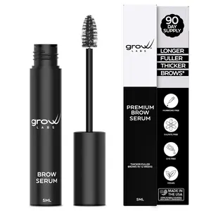 Eyebrow Growth Serum - with Biotin & Peptides - Eye Brow Serum for Growth - Vegan Brow and Lash Enhancer - Made in USA - Cruelty Free - 5ml