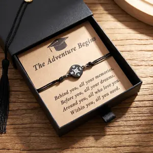 Class of 2026 Compass Bracelet - Graduation Gift with Quote Card & Graduation Cap Box, Commemorative Accessory for University High School Graduates