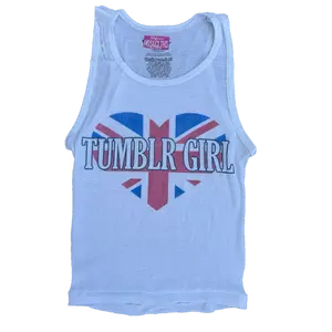 Tumblr Girl Union Jack Tank Top Ribbed Crop Top Graphic Tank 2000s Y2K Esoteric