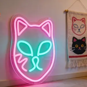 Dimmable Fox LED Neon Sign USB Powered, Cute Acrylic Neon Wall Decor for Bedroom Girls Room, Healing Vibe Corner Decoration Gift for Animal Lovers