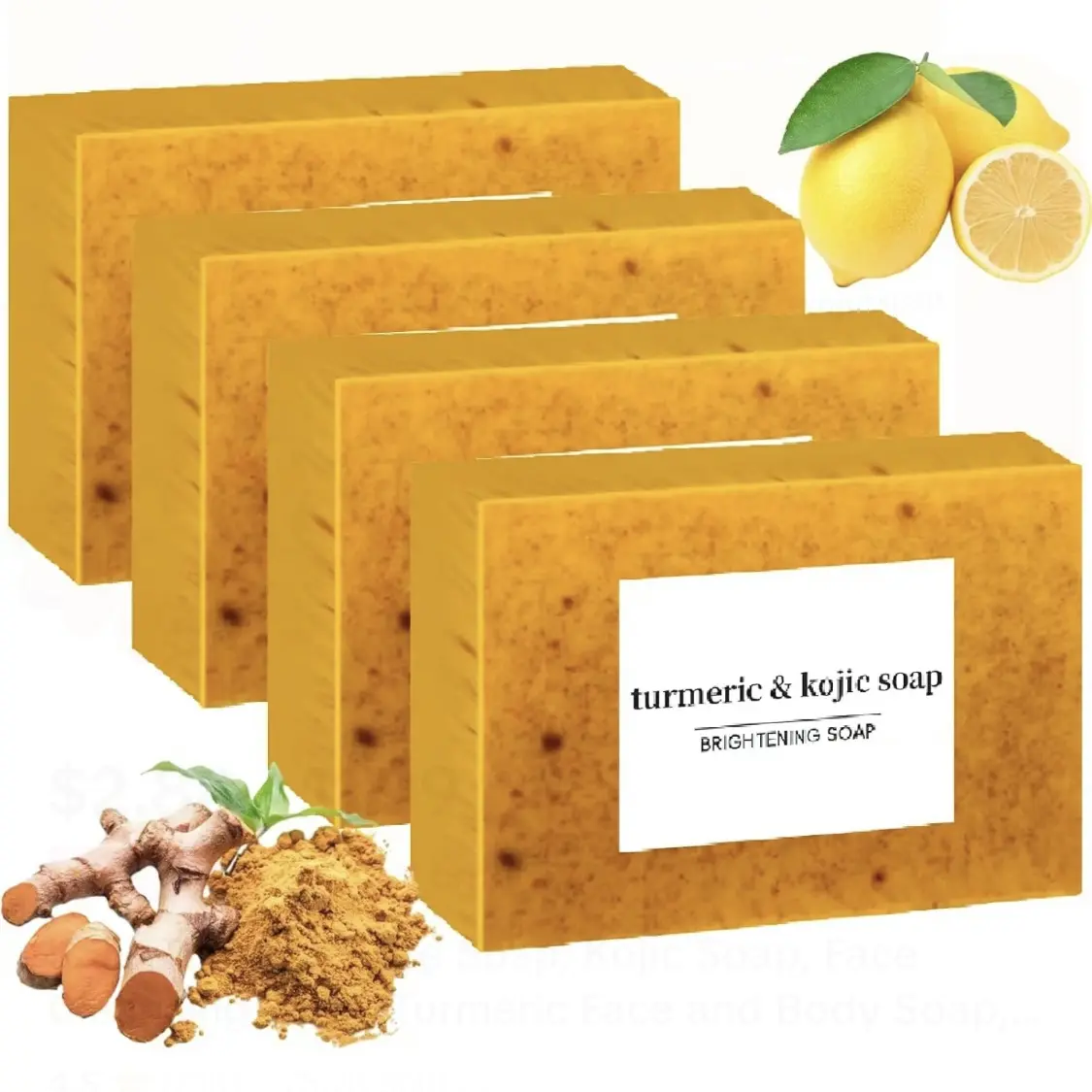 Turmeric Face Soap, Kojic Soap, Face Cleansing Soap, Turmeric Face and Body Soap, Kojic Face and Body Soap turmeric soap bar with bag Cleanser Skin Repair