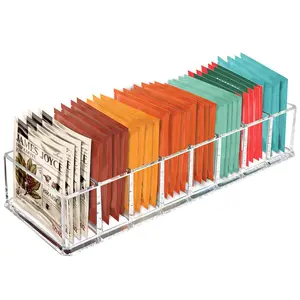 Acrylic Tea Bag Organizer, Clear Tea Bag Holder Box, Tea Packet Plastic Drawer, Coffee, Condiment, Tea Spice Bag Holder for Kitchen Cabinet, Countertop