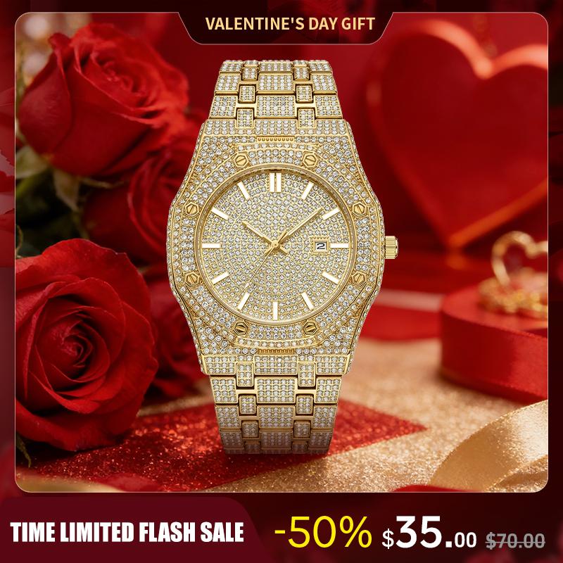 Luxury Rhinestone Embellished Jumpstart sale Classic round dial -Dial Quartz Watch with Gift BoxIncluded Fashion Timeless Classic Watch Holiday Haul  Flash Sale diamond men  Shine at work, lead with brilliance.