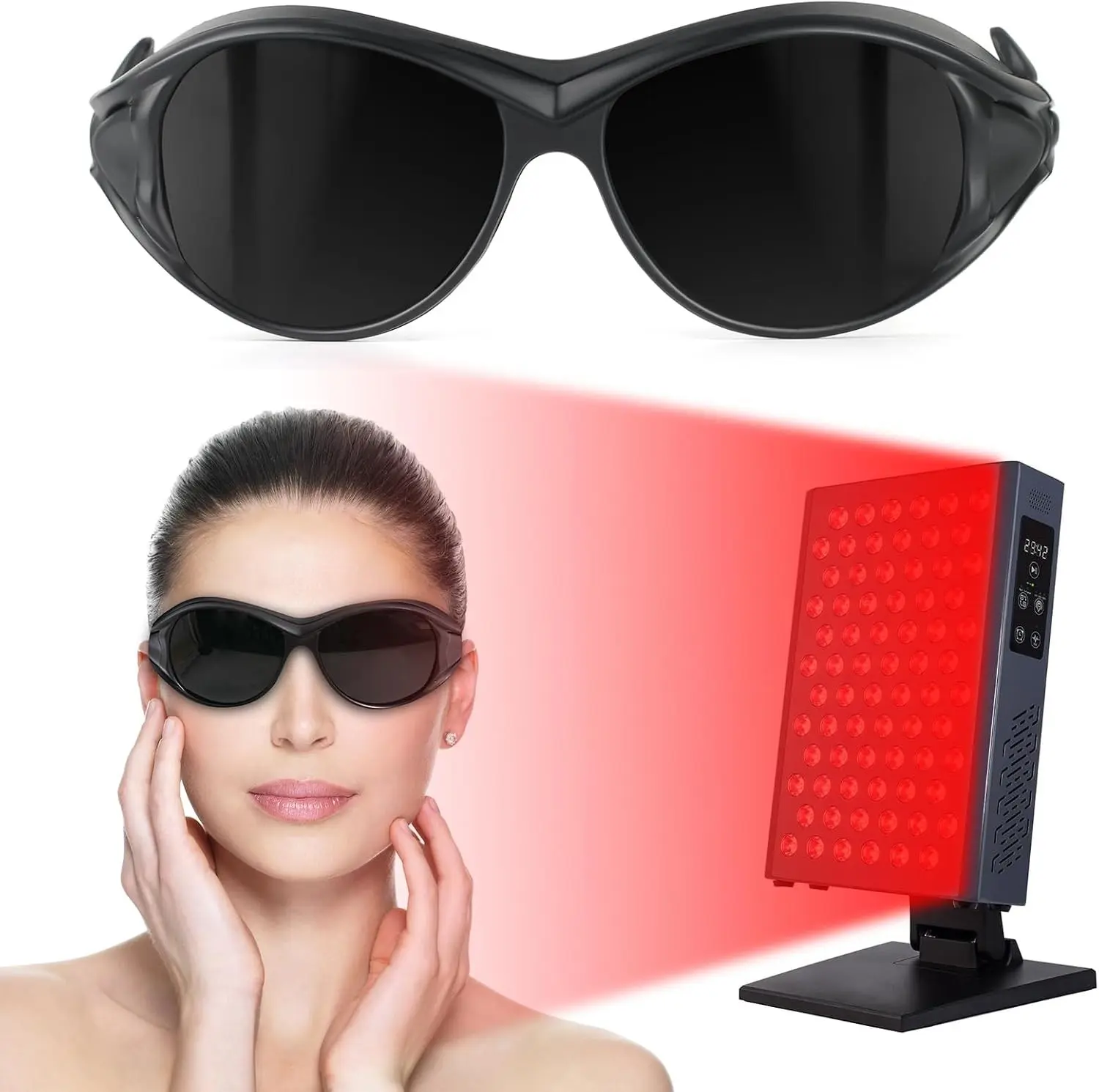 Red Light Therapy Glasses 200-2000nm,Eye Protection for Red Light Therapy and Tanning