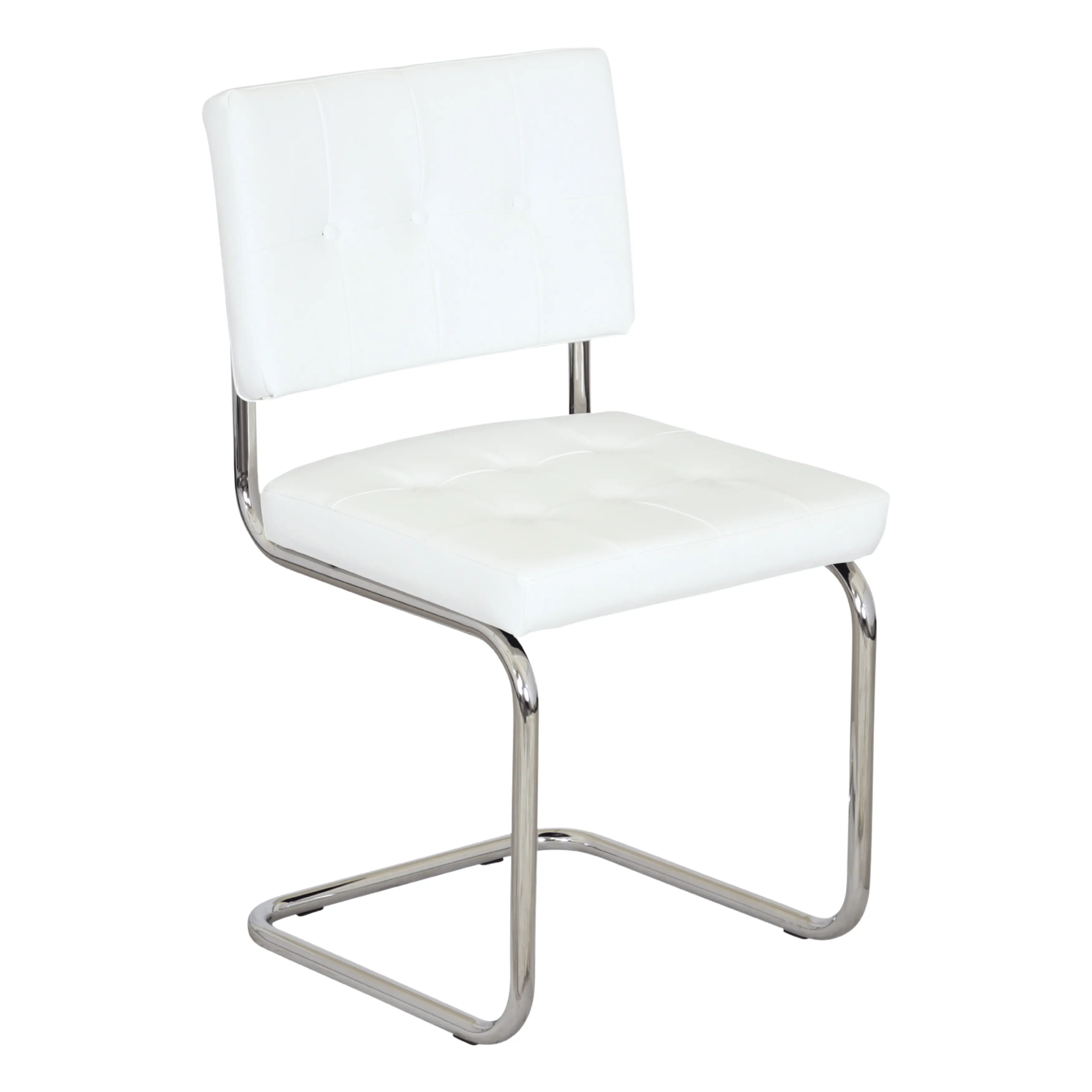 Aurora Modern Cantilever Side Chair – Chrome Frame, All-Cushion Design, 9 Faux Leather Colors | Made in Italy