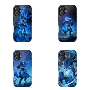 Lucario’s Cosmic Aura Phone Case Aesthetic For iPhone 16 15Pro, 14, 13, 12, 11, 8, XR Mini, Pro Max, Plus Accessories Protection unisex