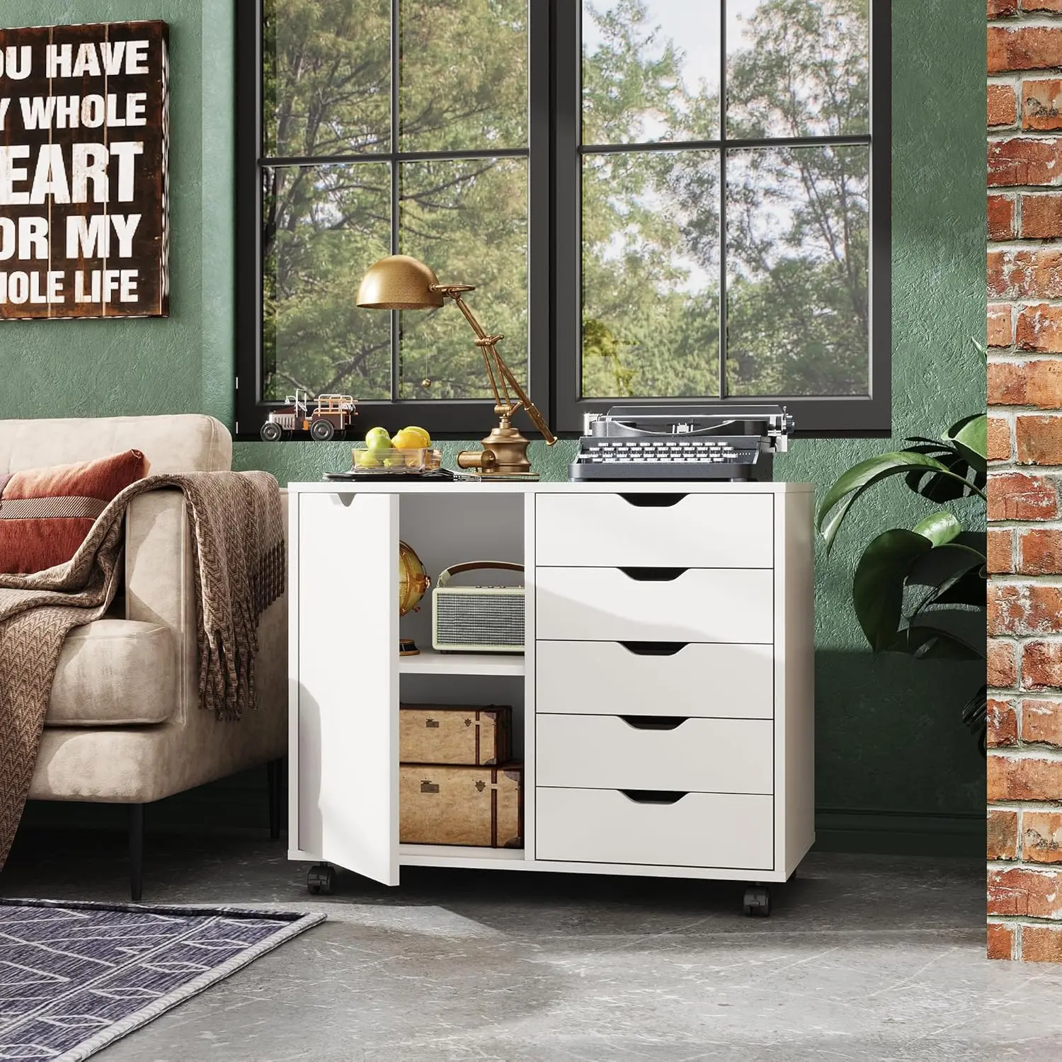 Roll Like a Pro!  5-Drawer Mobile File Cabinet with Wheels – Adjustable Shelf & Printer Stand for Home Office, Black/White #filingcabinet