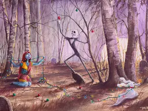 "What's This?" High Quality Canvas Print 24" x 16" Jack and Sally Tim Burton
