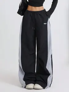 Women Streetwear Parachute Pants Color Block Loose Fit Casual Cargo Pants Trendy Y2K Going Out Outfit