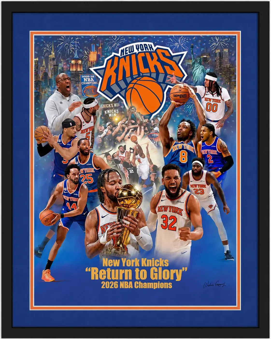 New York Knicks 2026 NBA Champions Unframed