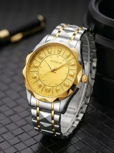 Men's Dial Quartz Watch, Cartoon Engraved Steel Band, Fashionable Business Casual Student Watch, Versatile and Stylish