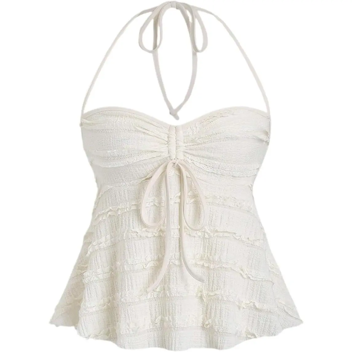 Women's Peplum Halter Tops Babydoll Y2k Cute Summer Cami Top | Drawstring, Tie, Spaghetti Strap, Casual, Going Out Crop Tops, Country Concert Outfits