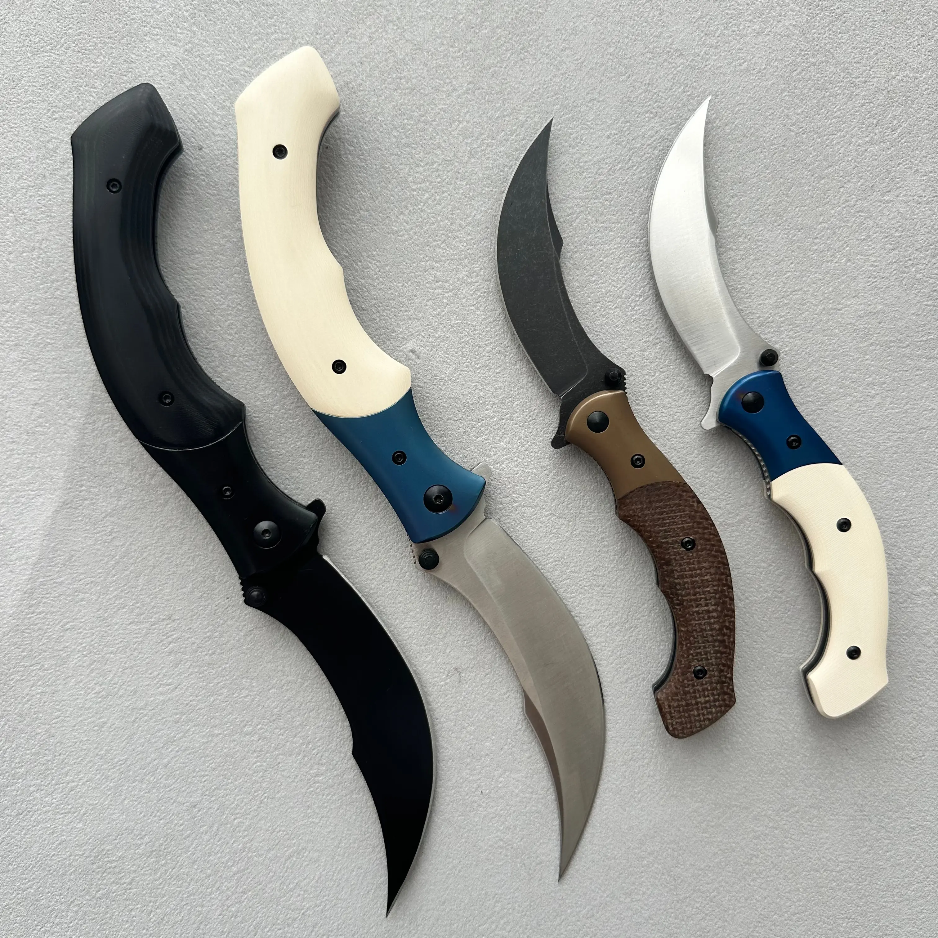 EDC Folding Knife  D2 Steel Persian Blade Linen G10 Handle for Cutting & Collection