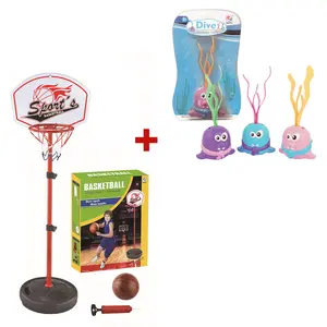 Kids' Land & Water Sports Combo: Adjustable Basketball Hoop + Octopus Diving Toy Dual-Scene Interactive Fun – Ignites Sports Passion & Imagination
