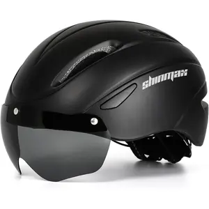 Shinmax Adult Polycarbonate Helmet - Quick Release, Lightweight, UV Protection, Detachable Magnetic Goggles, Aerodynamic Shape, Size Adjust for Road Biking, Mountain Cycling, Skateboarding
