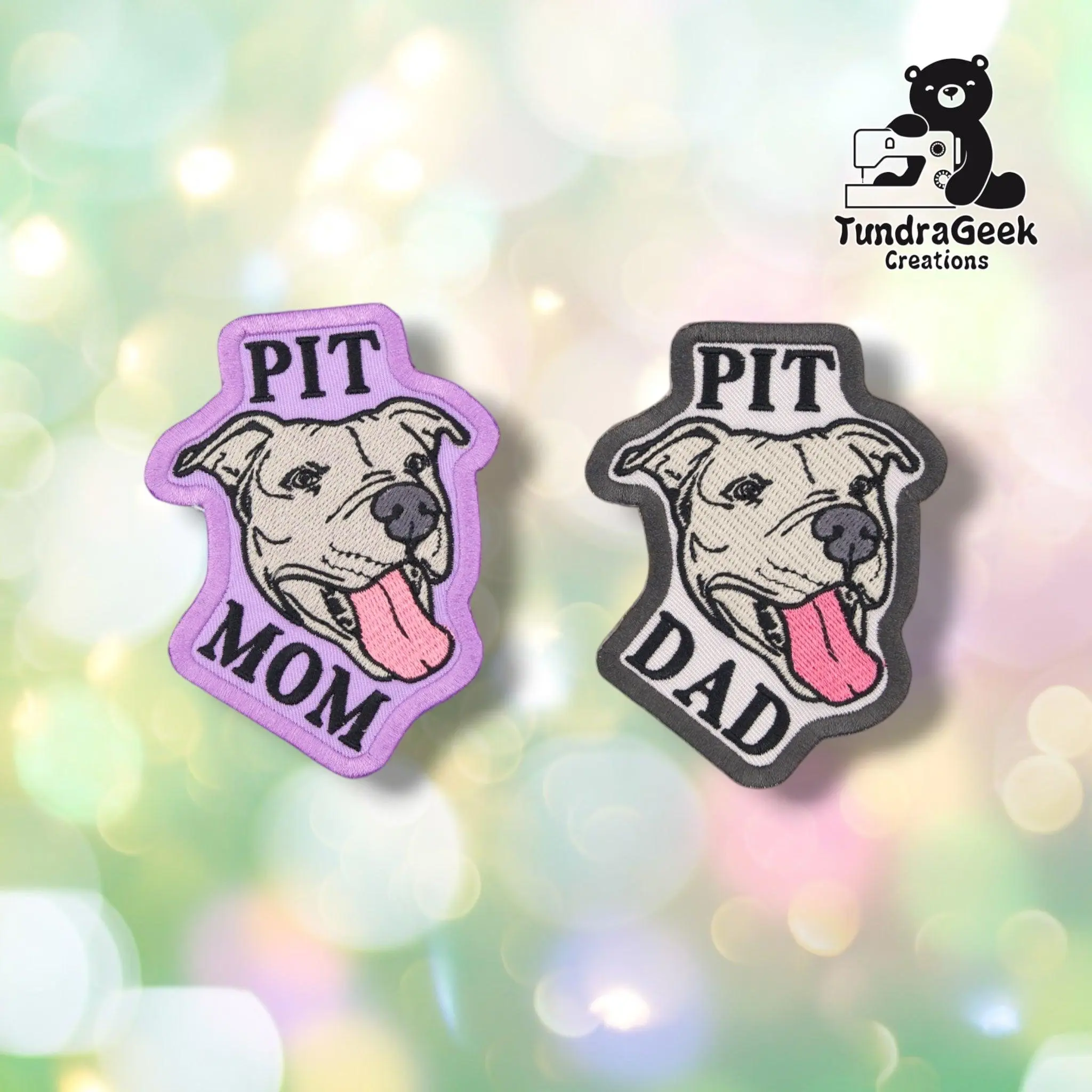 Pitbull Parent Patch | Pit Dad or Pit Mom | Embroidered Sew-On Dog Patch | Full-Ear Pittie Portrait | Alaskan Made