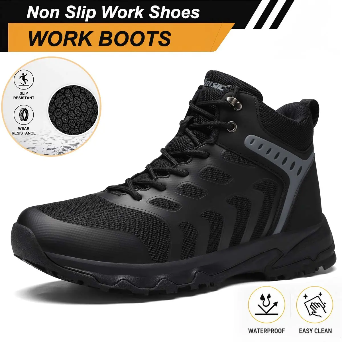 Non Slip Work Boots Casual Outdoor Walking Fashion Footwear Men's Waterproof Hiking Boots Non-Slip Lightweight Mid Top Ankle Boot Breathable Hiker Trekking Shoes