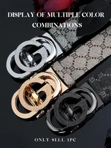 New Fashion Business Men's Belt, G Letter Alloy Automatic Buckle Waistband, Simple Casual Youth Trendy Pants Belt, Versatile, Adjustable Belts