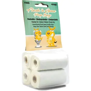 Poop Bag - 4 rolls (40 Bags) - Biodegradable, Compostable, Flushable Poop Bags for Better Environment