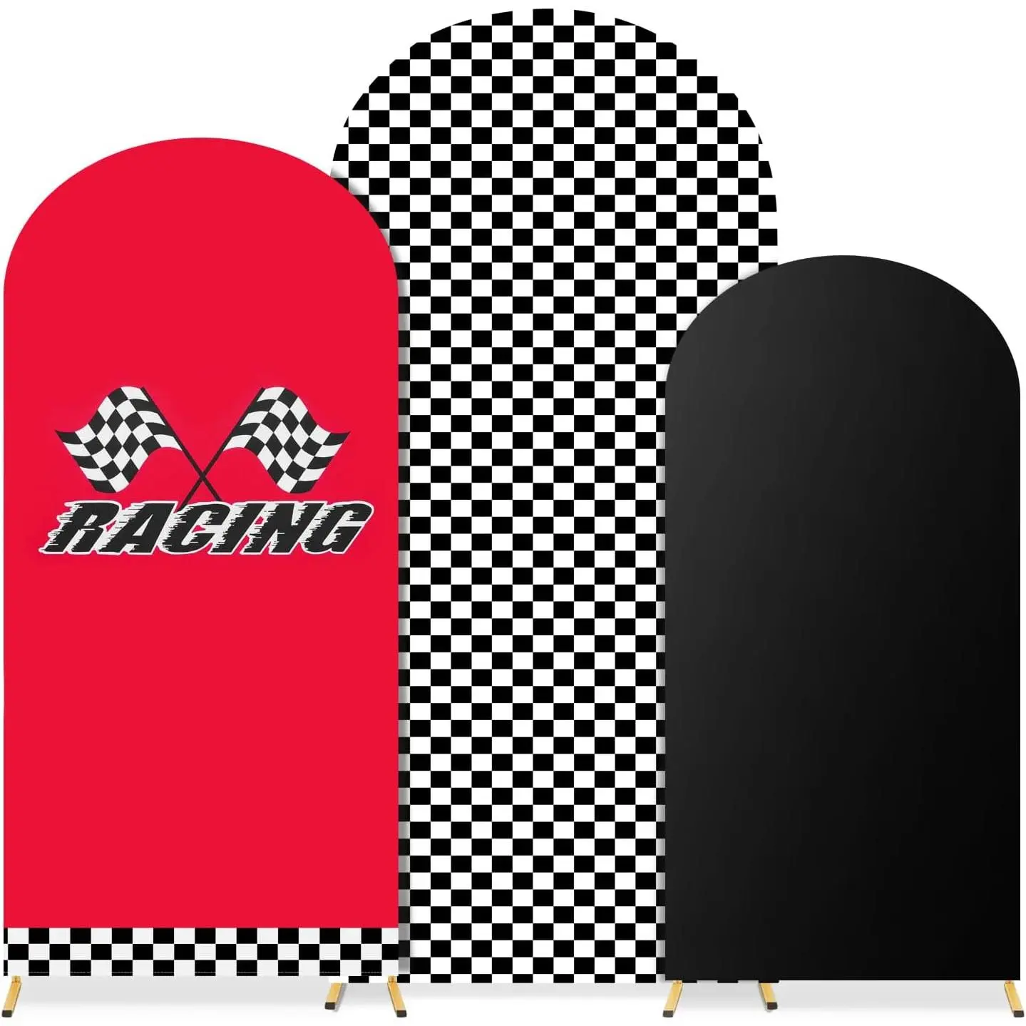 3 count  Backdrop Arch Covers 4ft 5ft 6ft Stretchy Spandex Race  Checkered Backdrop for   Birthday Party,  Birthday Decorations, Wedding