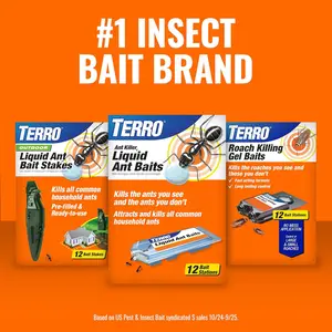 TERRO T300B Liquid Ant Killer Bait Stations 12-Pack - Indoor Ant Traps with Borax Formula, Kills the Queen & the Entire Colony