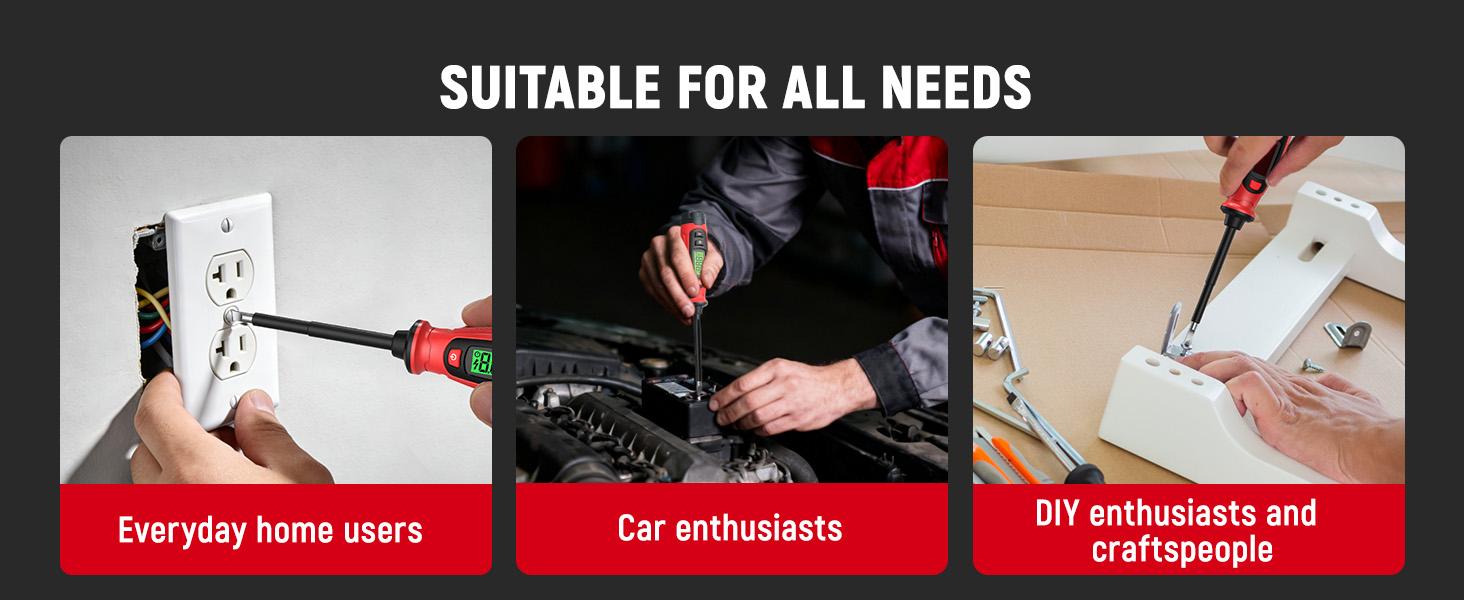 [Gift]KAIWEETS Voltage Tester with Screwdriver Function Non-Contact Detector Measures AC 3V to 500V LCD Screen Buzzer Alarm Wire Continuity Testing, KTS02