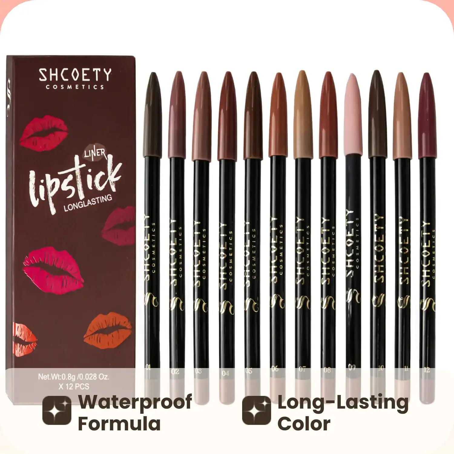 Matte Lip Liner Set, 12 Counts/box Long Lasting Lip Liner Pencil, Easy Coloring Lip Liner Pen, Moisturizing Lip Liner Kit, Suitable for All Occasions Lip Makeup, Summer Makeup, Lipliner