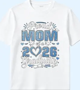 Proud Mom or Dad Class of 2026 Graduation Shirt - Premium Heavyweight Cotton - Senior 2026 Family Matching Tee, US Ready to Ship,1 pcs