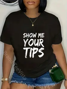 100% Cotton Show Me Your Tips Bartender Funny Bartending Men Women T-Shirt