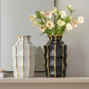 Small Ceramic Flower Pot, Rimmed Bottle Mouth Design, Tower-Shaped Planter, Layered Texture, Ornamental Vase, Multi-Scene Decor, Decorative Vase