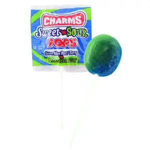 24x Charms Sweet & Sour Pops Flat Suckers - Bulk Pack Lot Wholesale Candy Snacks Treats Chewy Party Favors Goody Bags Kids Lollipops Hard Sucker Assorted Flavors Tangy Variety Stocking Stuffers Pinata Fillers.62oz 24ct 14.88oz
