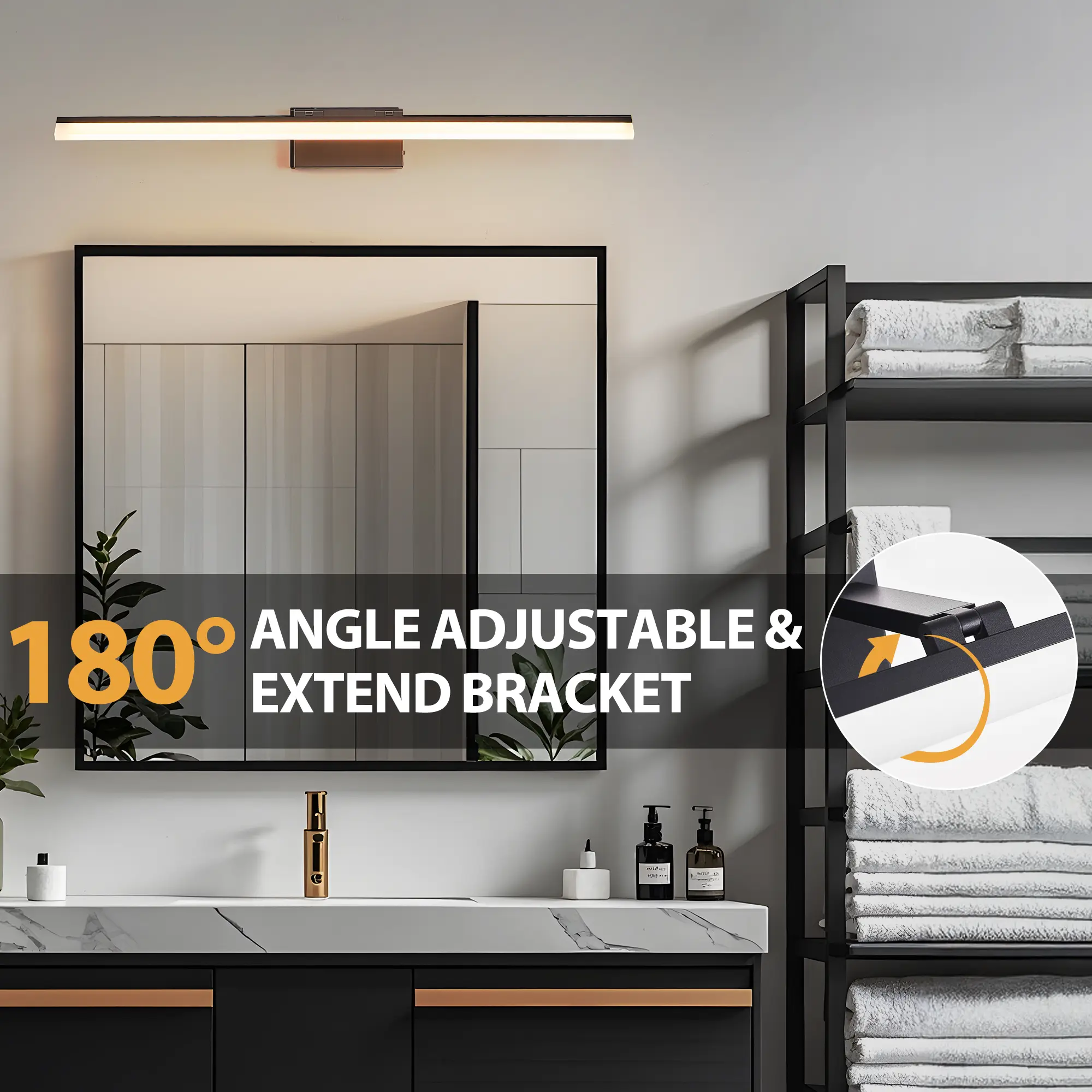 Modern Bathroom Vanity Light 39.4 Inch, Black Bathroom Light Fixture Over Mirror, Dimmable 5CCT LED Wall Sconce Lighting for Restroom Mirro