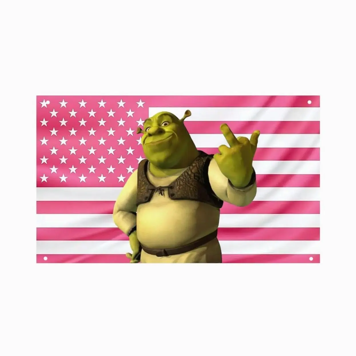 Shrek Pink US Flag – Meme Wall Flag, Funny Movie Room Decor Bedroom Banner