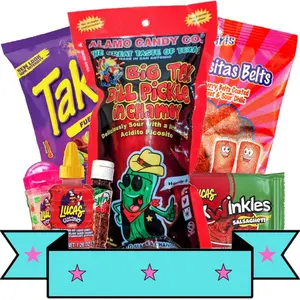 Chamoy Pickle Kit, Takis, Popular Mexican Candy, Lucas Gusano, Salsagheti, Tajin, Sour Belts, Pepinillo de chamoy 7 piece