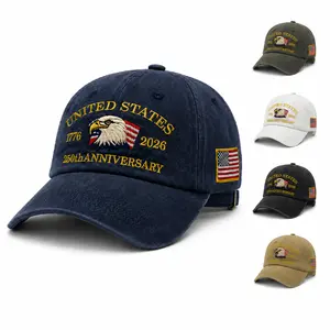 USA 250th Anniversary Embroidered Baseball Cap - 1776-2026 Patriotic Eagle Dad Hat, Adjustable Washed Cap for Men and Women