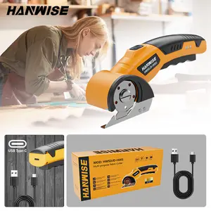 Electric scissors, cardboard cutter, rotary cutter, safety lock, and LED lighting, suitable for cutting leather, carpets, plastics, and cardboard, suitable for DIY, workshop, and handicraft production. Wireless power tools are available in pink and yellow