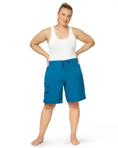 Maui Rippers Women's Plus-size Swim Blue Lagoon Bermuda Board Short 9" Inseam Velcro Drawstring Cargo Pocket Superior Quality Comfortable Versatile