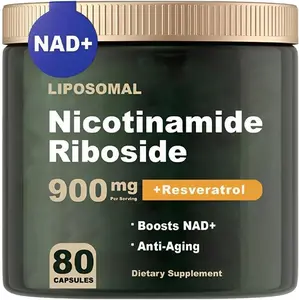 NAD+ Supplement - Liposomal Nicotinamide Riboside, Resveratrol, Quercetin, NAD Nicotinamide Riboside Resveratrol 900mg, High Purity NAD Supplement for Anti-Aging, Energy, Focus, 80 Capsules