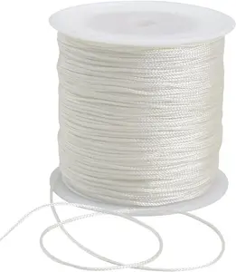 TONIFUL 1mm x 100 Yards White Nylon Cord Satin String for Bracelet Jewelry Making Rattail Macrame Trim Cord Necklace Bulk Beading Thread Kumihimo Chinese Knot Craft
