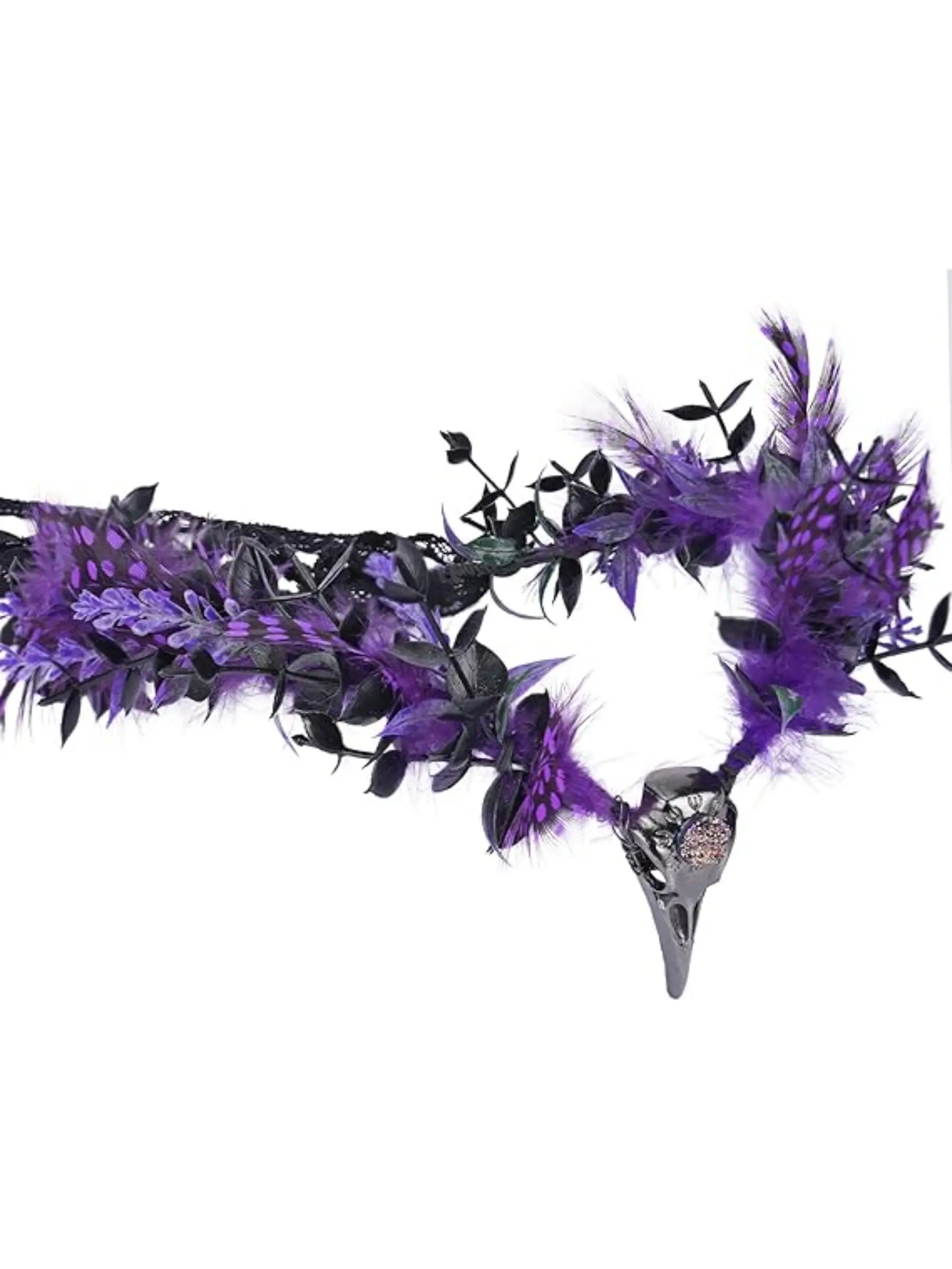 Dark Raven Witch Headpiece - Feathered Gothic Crown 