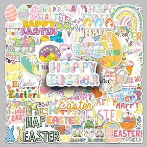 Easter Themed Sticker, 50pcs/set Cute Cartoon Pattern Decorative Sticker, DIY Decals for Water Bottle, Laptop, Phone Case, Scrapbooking, Journal Making, Screen Protector