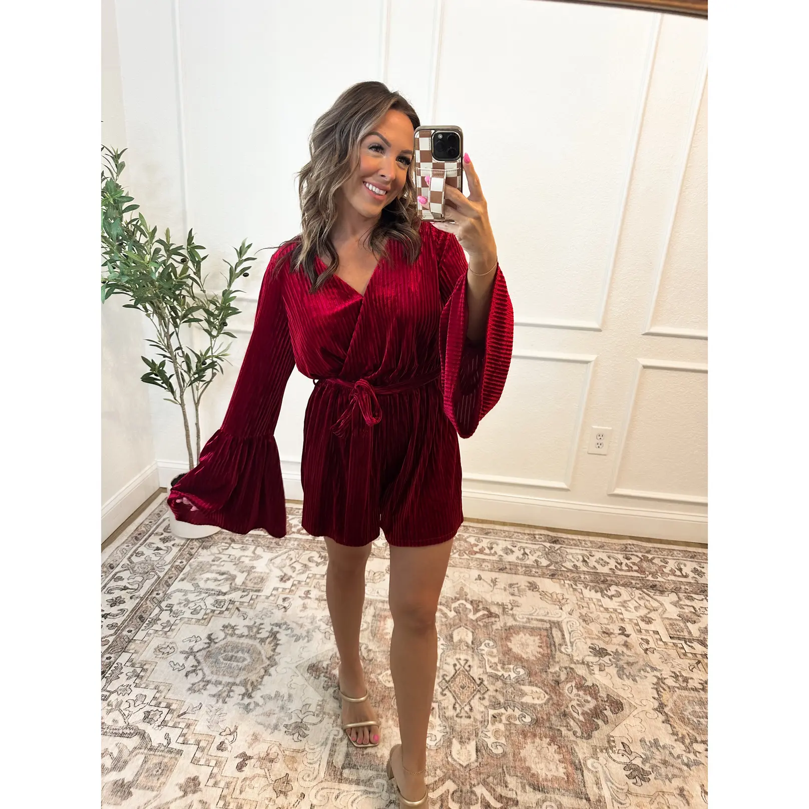 Life Of The Party Velvet Romper - Wine