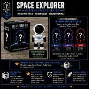 3D Printed Astronaut Toy - Space Explorer Figurine, Includes 4 Colorful Designs, Ideal for Collectors and Fans Collectible Galaxy Blue