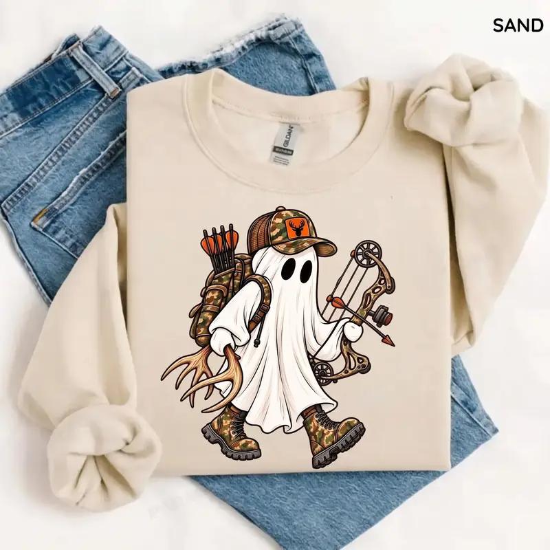 Ghost Hunter SweatShirt, Halloween Hunting, Bow Hunting Ghost Tee, Hunting Gift