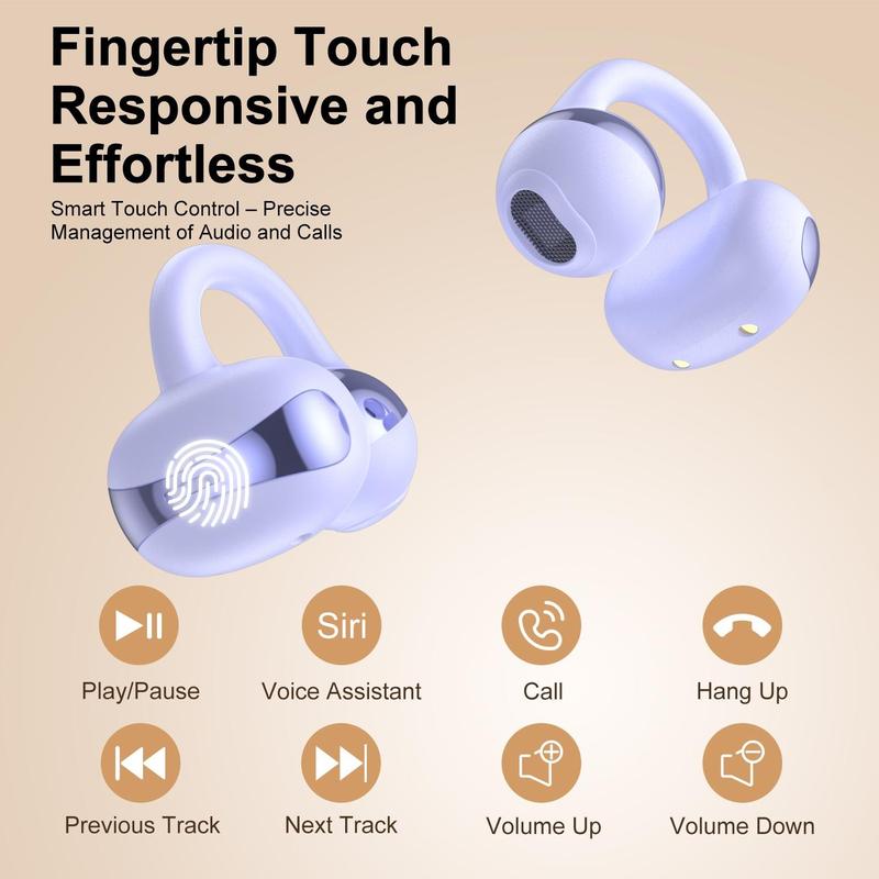 Fluffdrip New YXG-20 Ear Cuff Earphones, 6H Single Playtime (20H+ with Case), All-Day Comfort Clip-On Design, LED Power Display