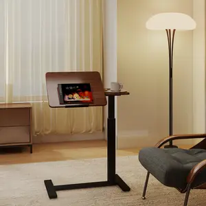 Mobile Adjustable Standing Desk, Foldable Overbed bedside desk with Flip Desktop, 4 Wheels & Sturdy Metal Leg, Height & Angle Adjustable Rolling Laptop table,Portable Over Bed Desk, Practical Household Item for Living Room, Office,Bedroom,Conference Room