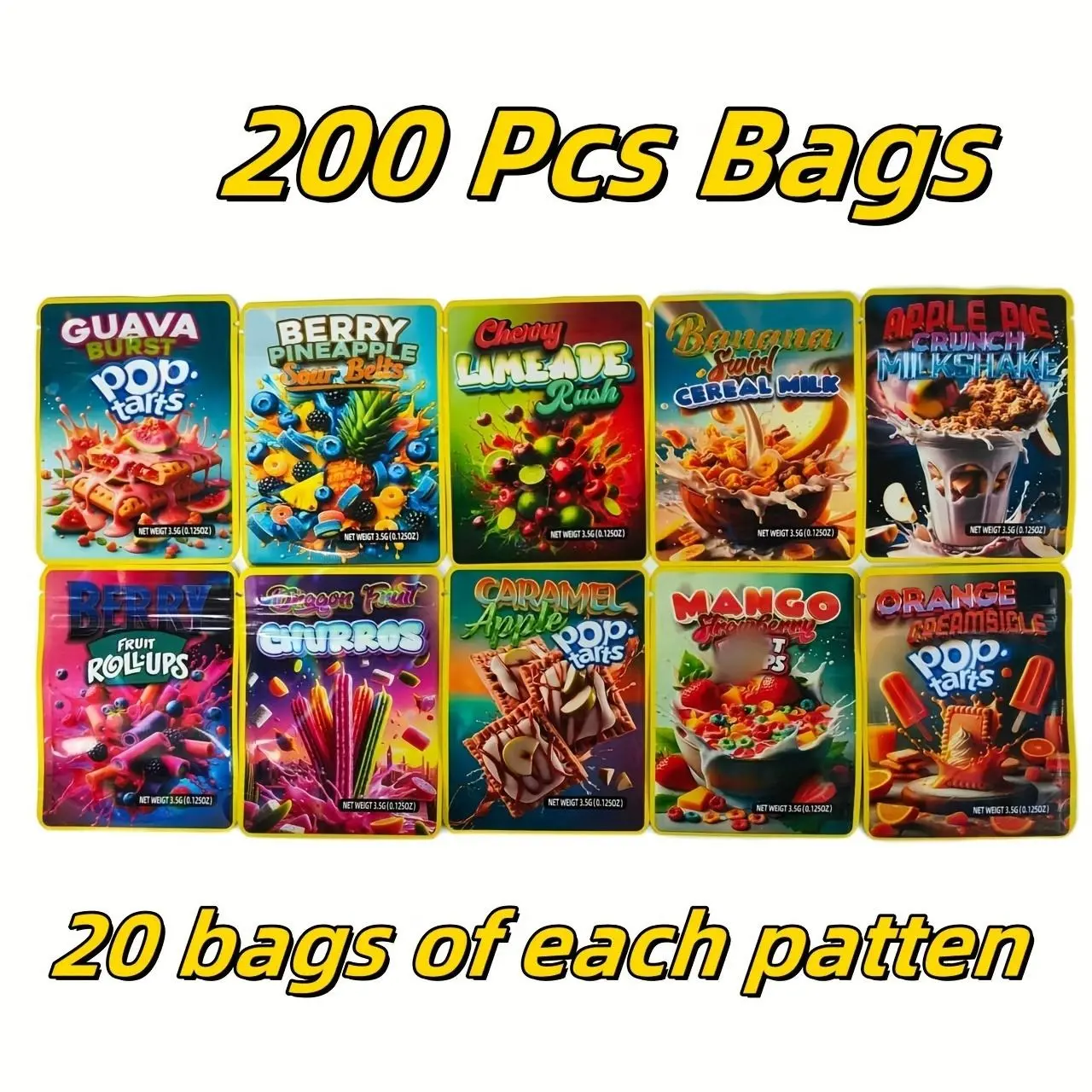 200 Pack 3D Laser Printed Decorative Gift Bags for Holiday & Birthday Gift Wrapping | Party Supplies
