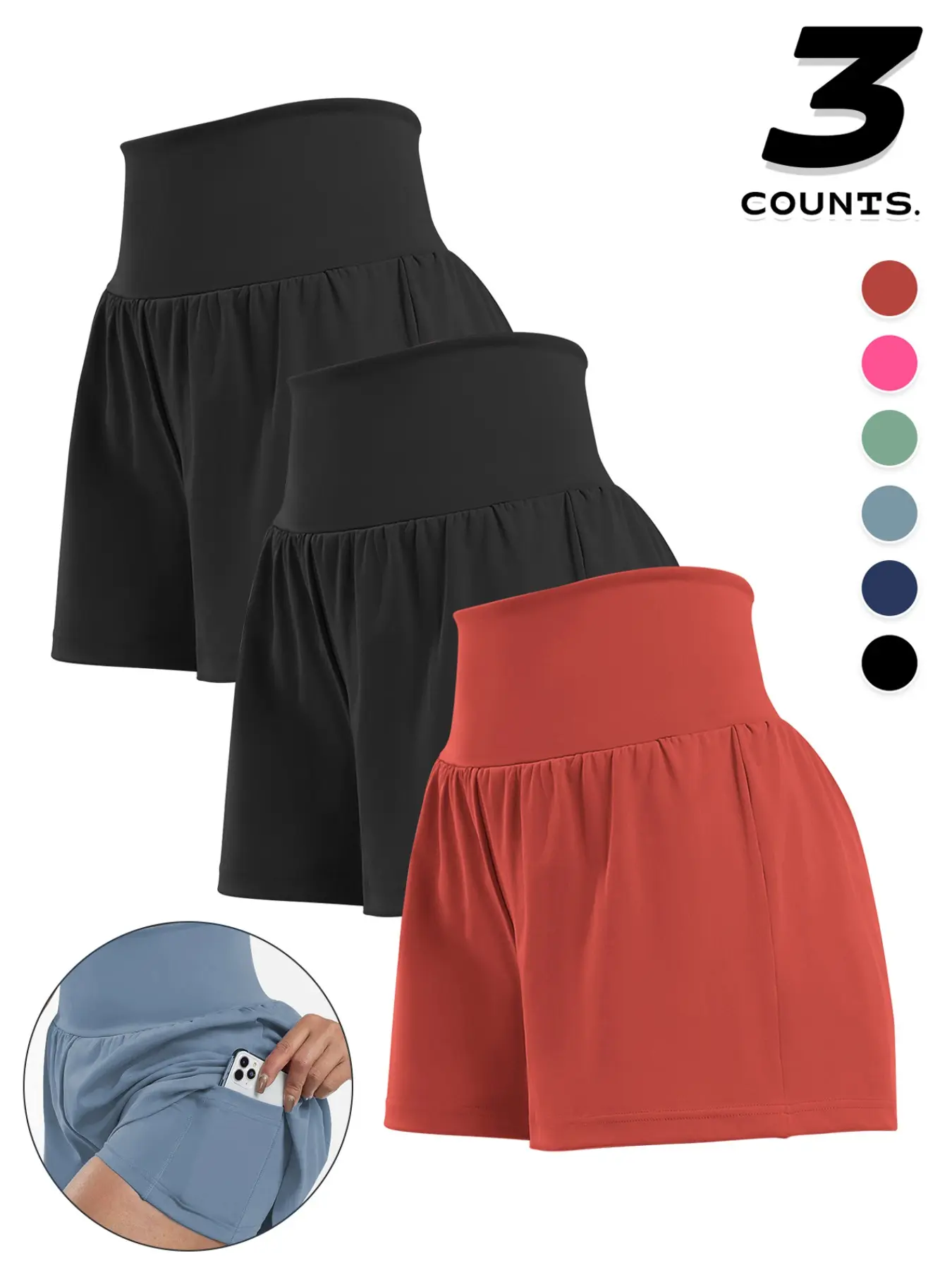 Women's High-Waisted Yoga Workout Shorts, Breathable Quick-Dry Athletic Sports Pants, Invisible Pocket Design, Ideal for Outdoor Fitness & Training