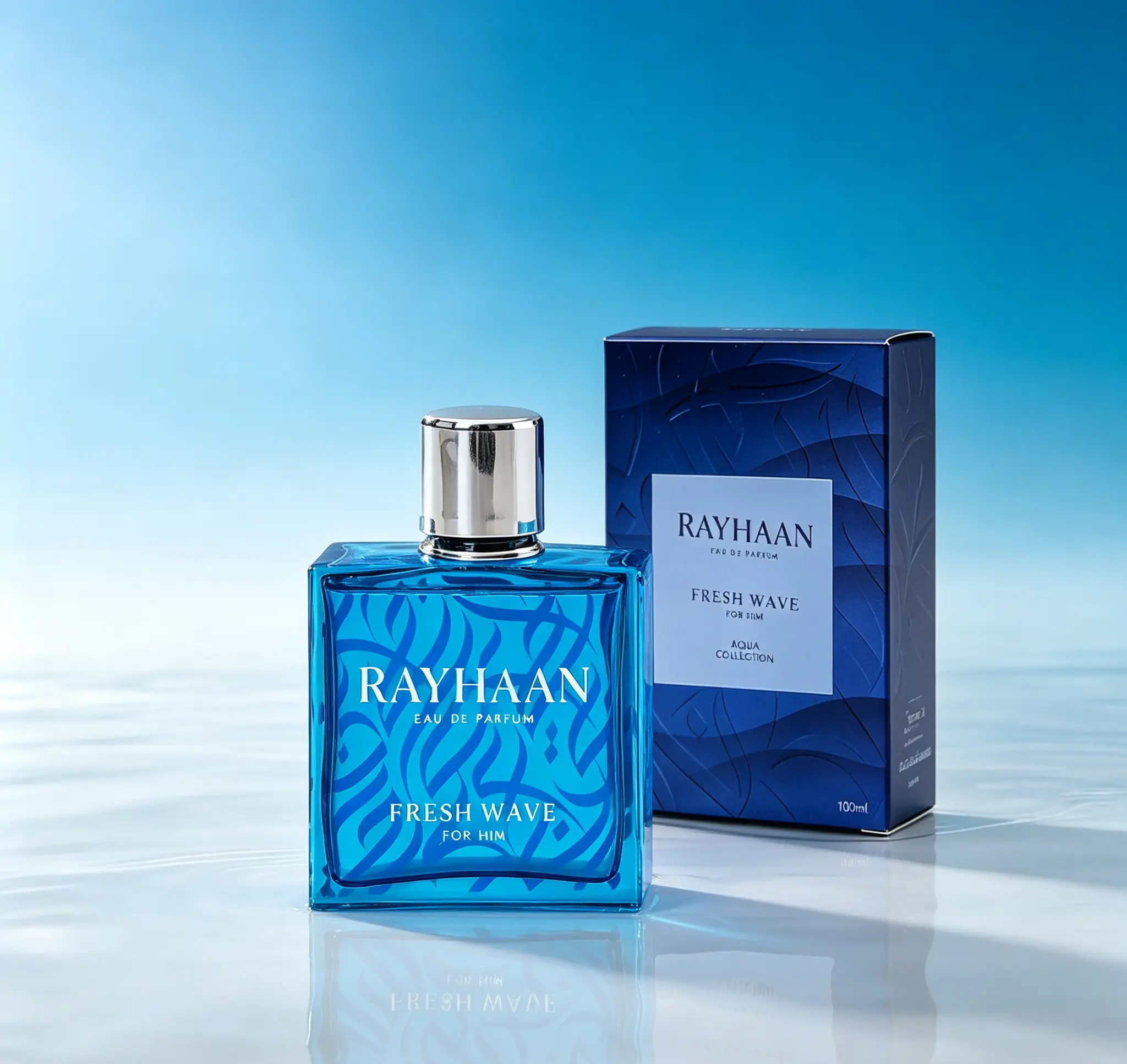 Rayhaan Fresh Wave Men's Eau de Parfum Spray - 3.4 Oz/100 ml, Crisp Long-Lasting Masculine Scent, Daily Wear Fragrance