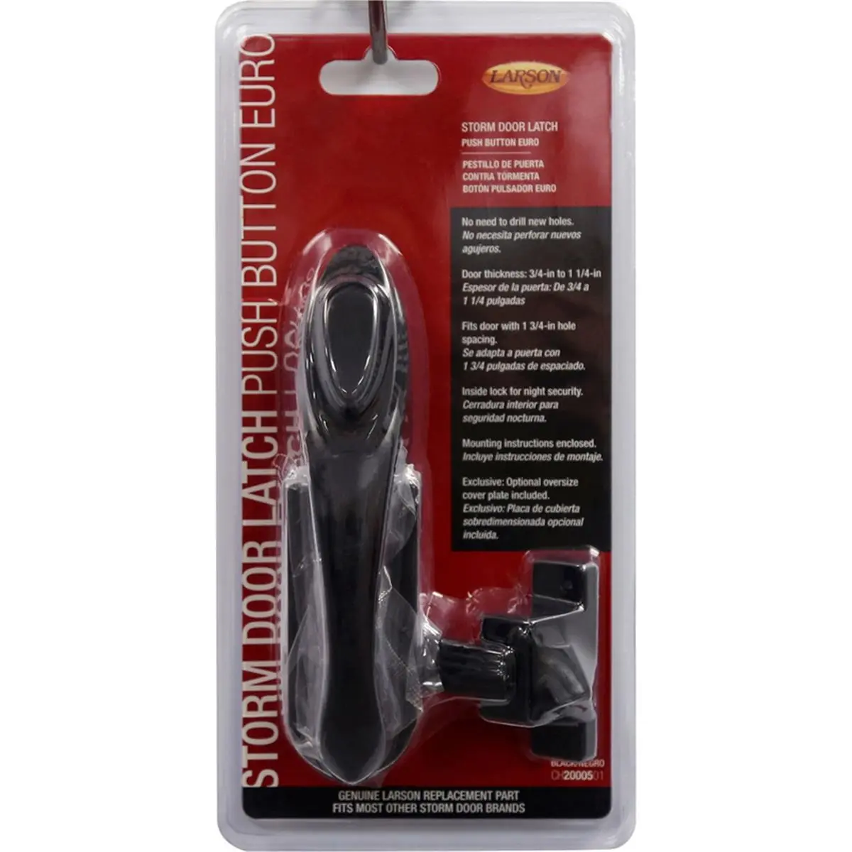 212 MAIN Larson 5035253 Euro Zinc Finish Push Button Key Lock Door Hardware - Black Night Latch Door Lock with Outside Handle, 1.75 Hole Spacing, 0.92 lbs, Security Lock